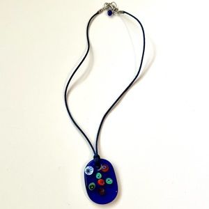 Funky Blue Stone Pendant Necklace